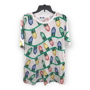 Mighty Fine Women's Plus Size 2X White Christmas Tree Holiday Lights Top NWT